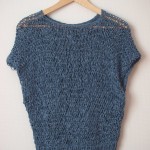 pull ajouré bleu denim tricoté main