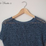 pull ajouré bleu denim tricoté main