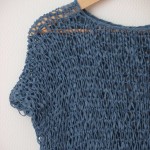 pull ajouré bleu denim tricoté main