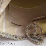 Sac Eco tricot vert et son bouton en bois flotté