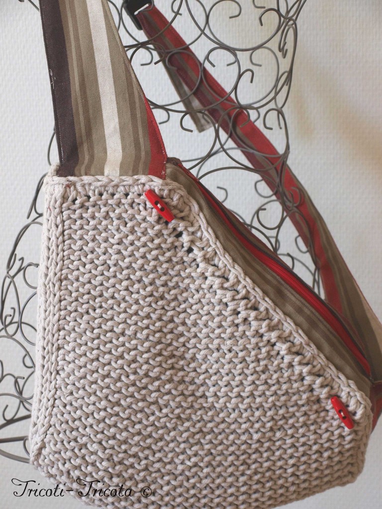 sac à bandoulières tricot/tissu