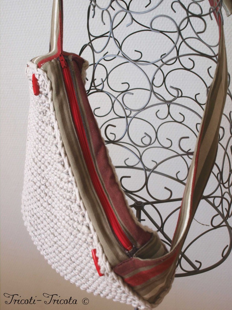 sac à bandoulières tricot/tissu