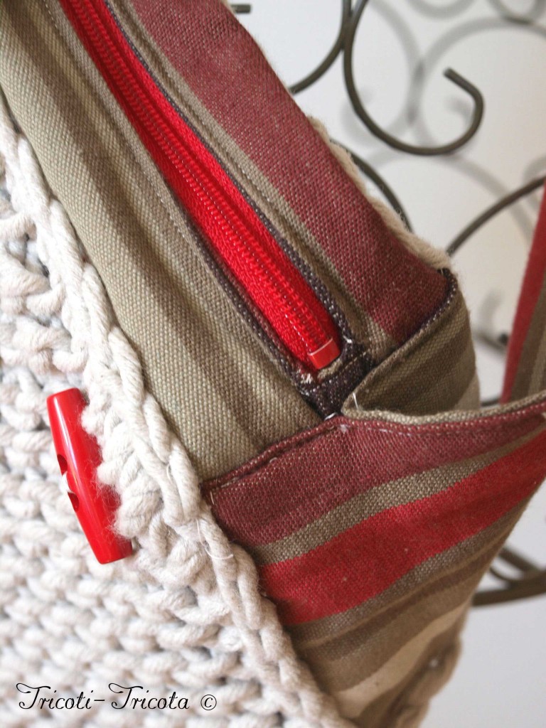 sac à bandoulières tricot/tissu