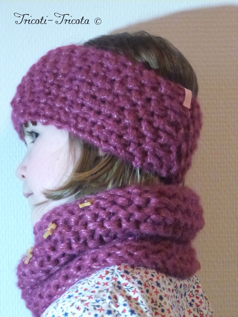 ensemble snood+bandeau tricot enfant