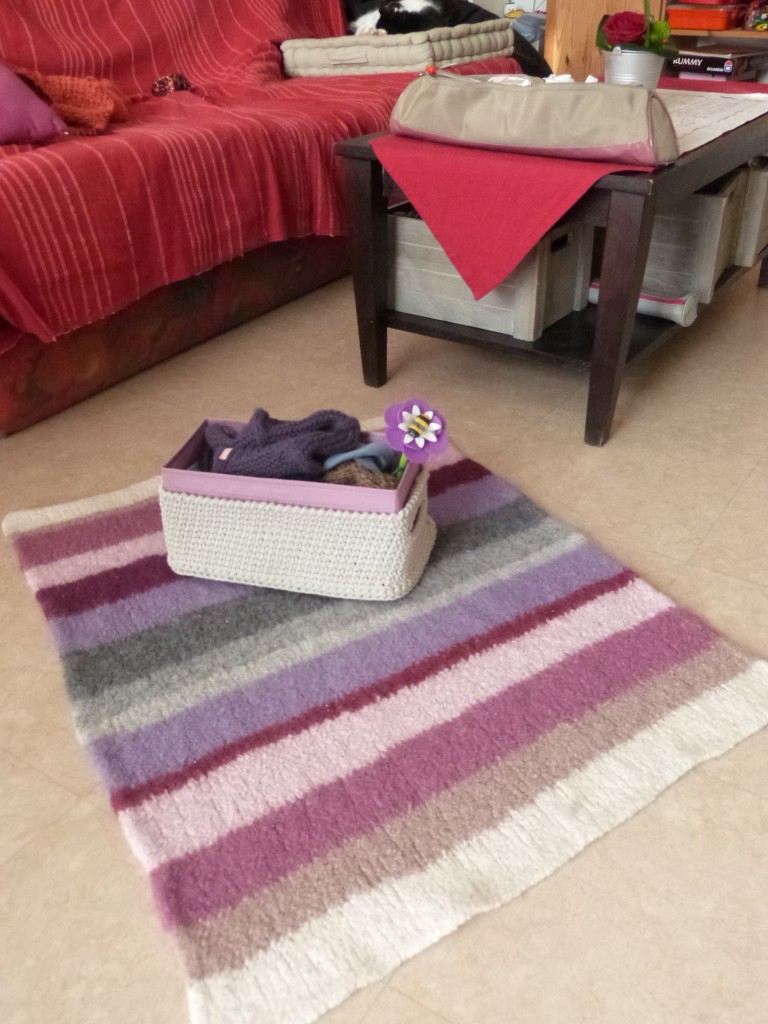 tapis tricot en laine à feutrer