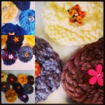 Broches fleurs en tricot